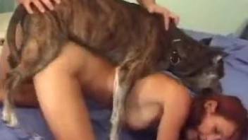 Threesome with a hung guy and his slutty-ass dog