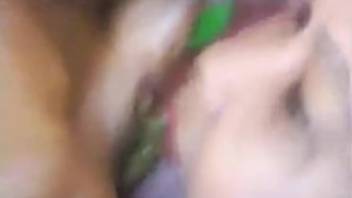 Thai whore tongues animal's butt to get feces on her tongue