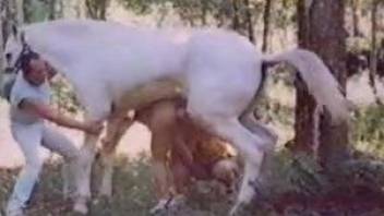 Frizzy-haired babe getting fucked by a hung stallion