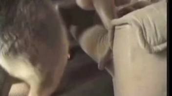 Blonde in stockings gets screwed by a perverted dog