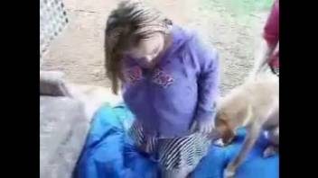 Voluptuous ass chick being pounded by a freaky pooch