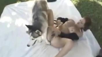 Tan lines beauty getting butt-fucked by a twisted beast