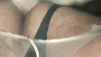 Guy in stockings has his butt pounded by a canine