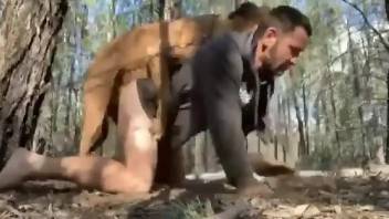 Horny man loves the dog ass fucking him in such nasty modes