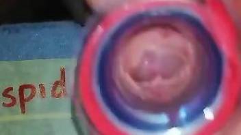 Home masturbation with worms crawling into his dick