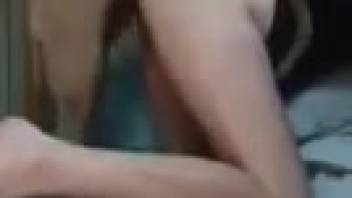 Hot woman's butt pounded by a canine in doggystyle position