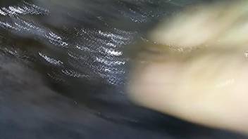 Dude fingering a mare's oozing cunt up close
