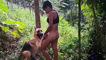Nude woman plays with the dog in truly insane XXX scenes