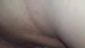 Closeup home movie with a bitch that gets licked by a dog