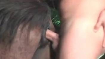 Dude fucking a brown mare from behind with his Latino meat