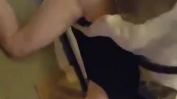 Hot vixen with juicy thighs banging a pooch super intensely
