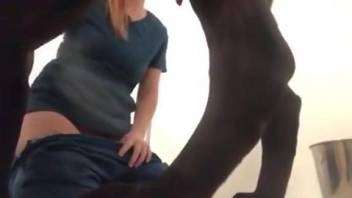 Girl pulls down her pants to get humped by a beast