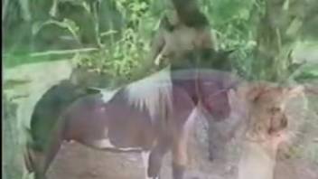 Sun-kissed Latina in leather boots having sex with a well-endowed pony