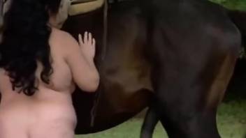 Mature with huge tits and fat ass in merciless horse XXX