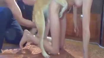 Horny woman arches her butt for her dog to screw her