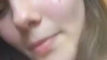 Aroused webcam whore lets her pet come near and tongue her vagina
